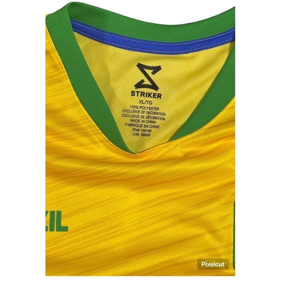 Striker Brazil Soccer Jersey Mens XL Yellow Green Blue Flag Patch New NWT - Picture 4 of 5